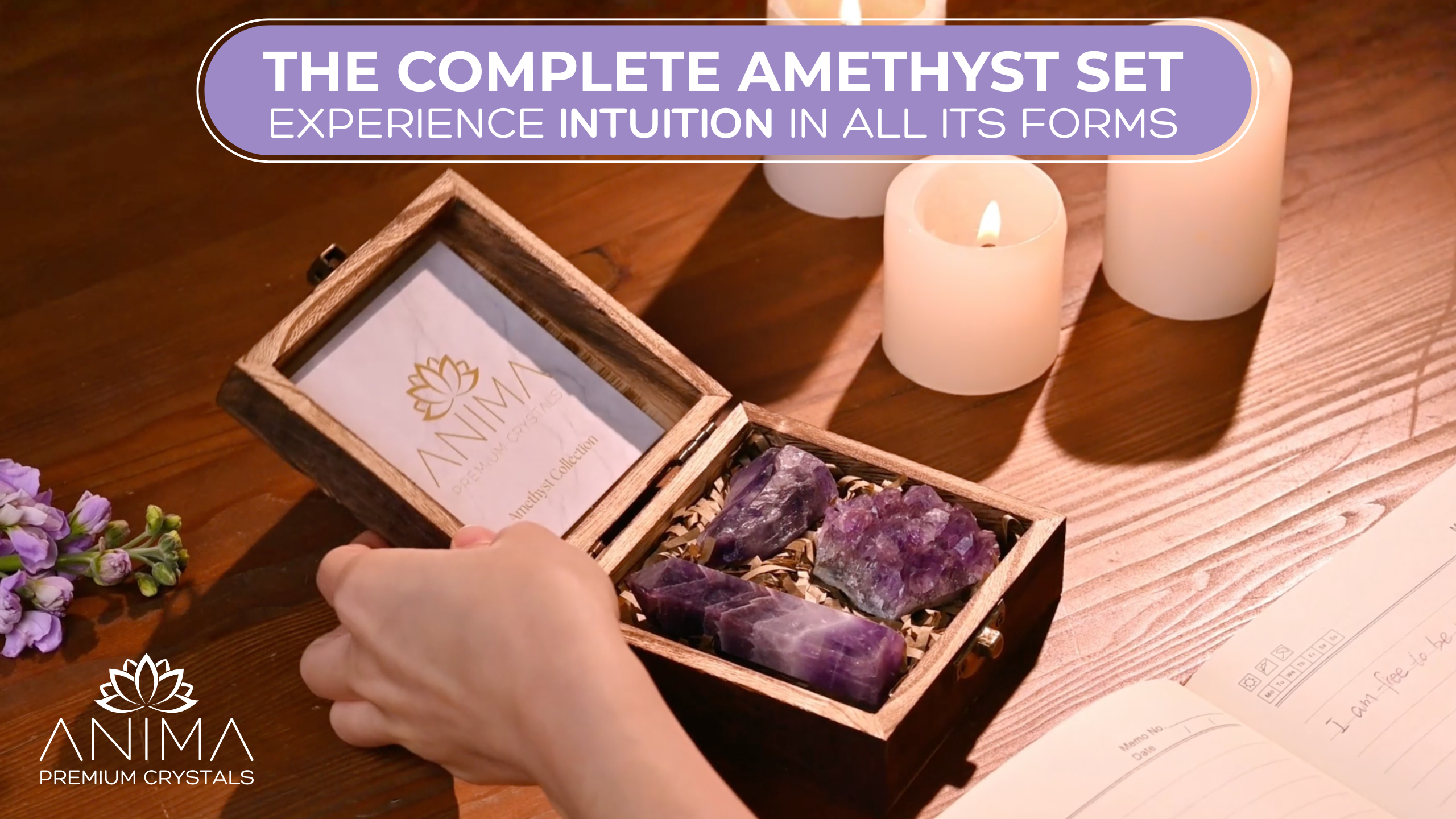 Anima Premium Amethyst Crystal Set for Peace, Deep Sleep